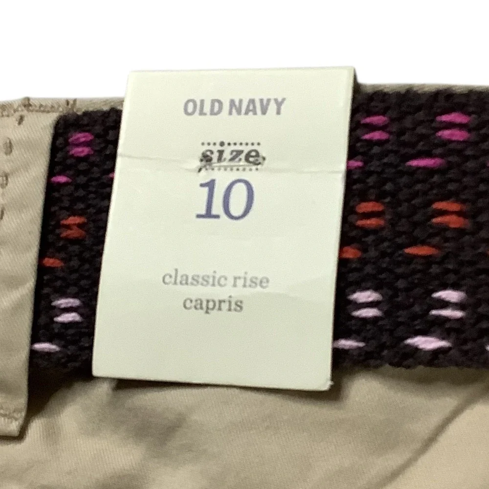 Old Navy Chino Pants Girls 10 Tan Khaki Belted School Uniform Casual Classic